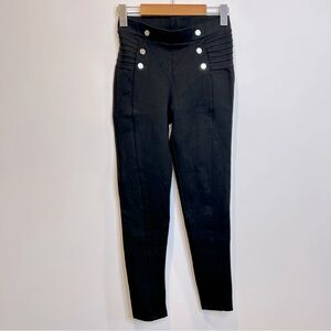 Zara Black High-Waisted Button Front Leggings